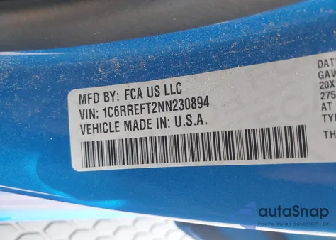 2022 Ram 1500 Big Horn 4X2 5'7 Box from USA, damaged, VIN 1C6RREFT2NN230894